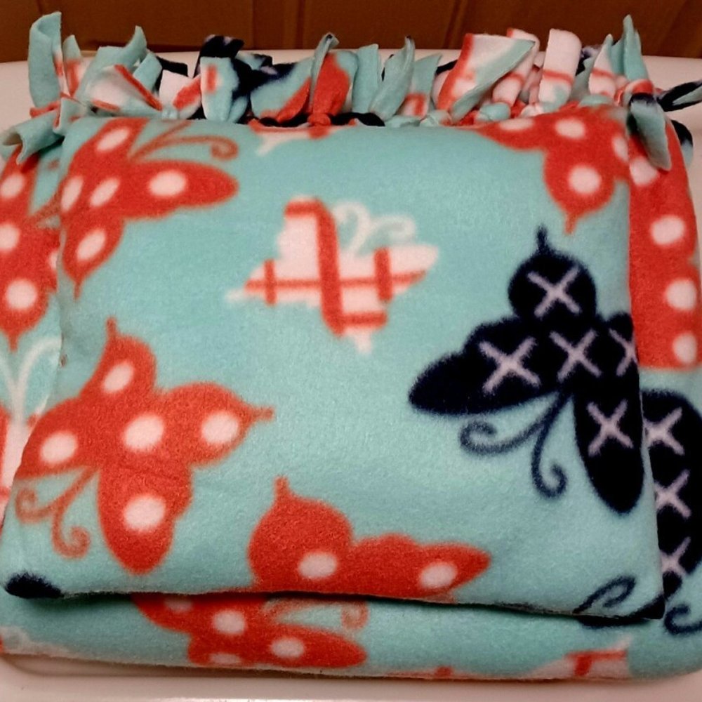 Beautiful Butterfly 2 Piece Handmade Blanket and Pillow Set